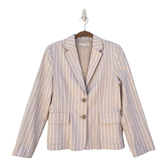 Banana Republic Striped Buttery Yellow Cotton Blazer Size 10 - Picture 8 of 10